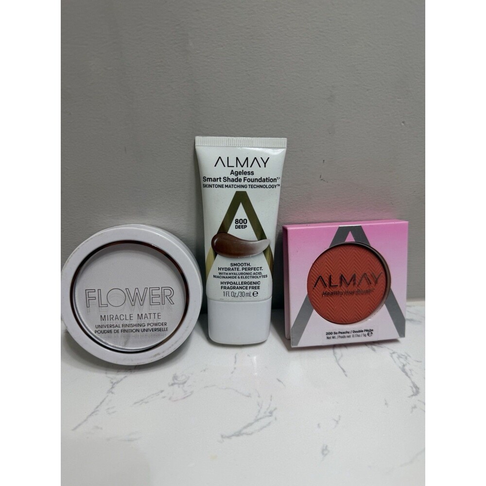 Makeup Bundle Almay Foundation 800 Deep + Healthy Hue Blush 200 + Flower Powder